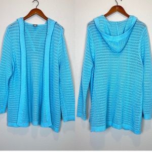Chico’s Open Knit Open Front Hooded Cardigan XL